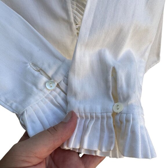 Charlotte Neuville Womens Edwardian White Ruffle Collar Hem Button-Up Blouse 8 - Picture 5 of 8